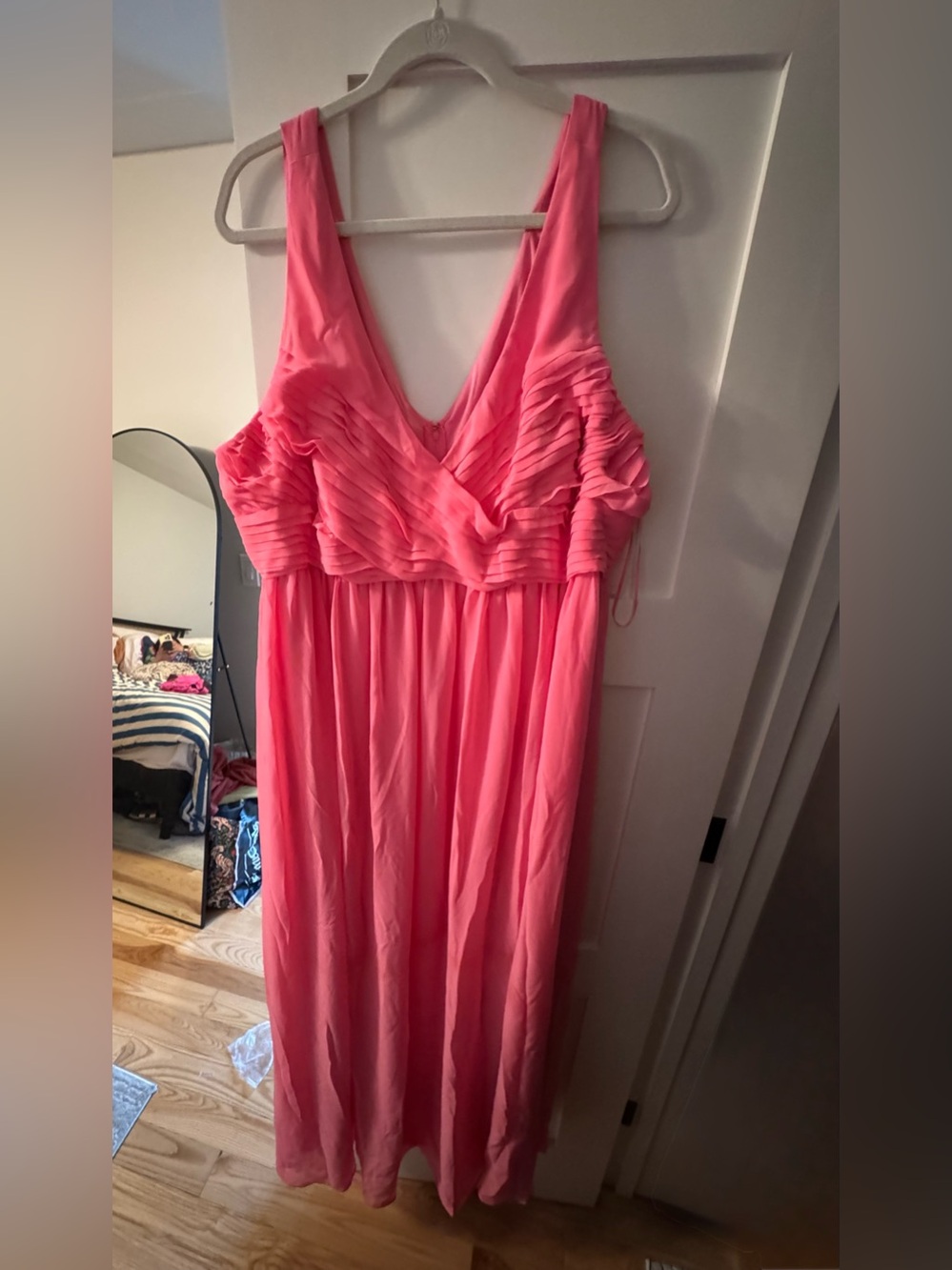 Birdy Grey Pink V-Neck Chiffon Maxi Dress Plus Size
